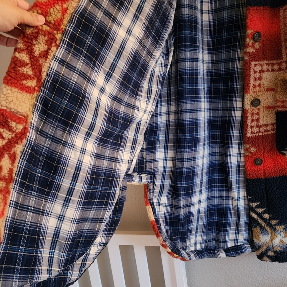 Anthropologie Pilcro Geometric Sherpa Fleece Longline Coat Jacket XS - Picture 10 of 16